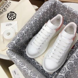 Alexander Mcqueen Fashion Leather Thick Soles Shoes Pink For Men And Women