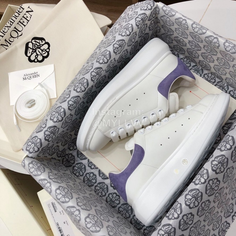 Alexander Mcqueen Fashion Leather Thick Soles Shoes For Men And Women Purple