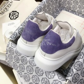 Alexander Mcqueen Fashion Leather Thick Soles Shoes For Men And Women Purple
