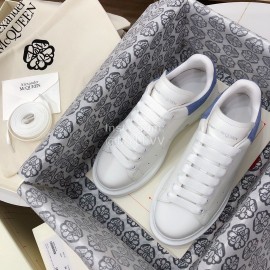 Alexander Mcqueen Fashion Leather Thick Soles Shoes Blue For Men And Women