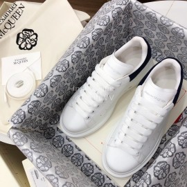 Alexander Mcqueen Fashion Leather Thick Soles Shoes For Men And Women Dark Blue