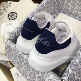 Alexander Mcqueen Fashion Leather Thick Soles Shoes For Men And Women Dark Blue