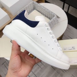 Alexander Mcqueen Fashion Leather Thick Soles Shoes For Men And Women Dark Blue