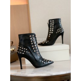 Alexander Mcqueen Calf Leather Rivet High Heel Locomotive Boots For Women