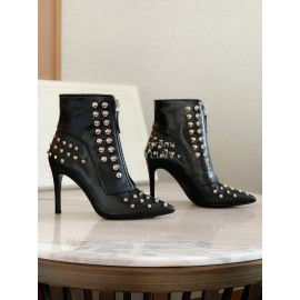 Alexander Mcqueen Calf Leather Rivet High Heel Locomotive Boots For Women