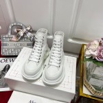 Alexander Mcqueen New Thick Soled Retro High Top Canvas Shoes For Men And Women White