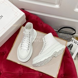 Alexander Mcqueen New Thick Soled Retro High Top Canvas Shoes For Men And Women White