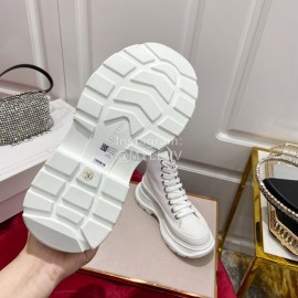 Alexander Mcqueen New Thick Soled Retro High Top Canvas Shoes For Men And Women White