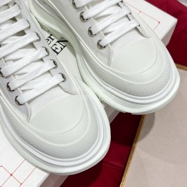 Alexander Mcqueen New Thick Soled Retro High Top Canvas Shoes For Men And Women White