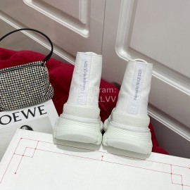 Alexander Mcqueen New Thick Soled Retro High Top Canvas Shoes For Men And Women White