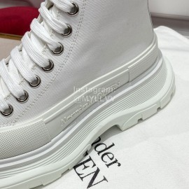 Alexander Mcqueen New Thick Soled Retro High Top Canvas Shoes For Men And Women White