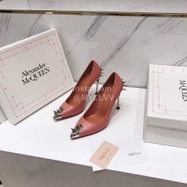 Alexander Mcqueen New Sheepskin Pointed High Heels For Women Pink