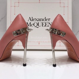 Alexander Mcqueen New Sheepskin Pointed High Heels For Women Pink