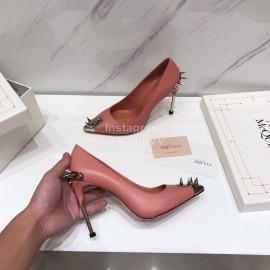 Alexander Mcqueen New Sheepskin Pointed High Heels For Women Pink