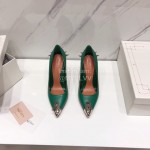 Alexander Mcqueen New Sheepskin Pointed High Heels For Women Green