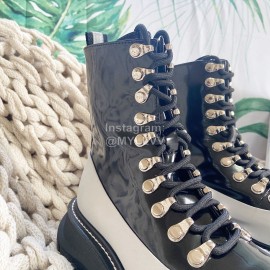 Alexander Mcqueen Fashion Thick Bottom Leather Lace Up Boots Gray