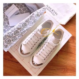 Alexander Mcqueen New Silk Leather Casual Shoes For Men And Women White