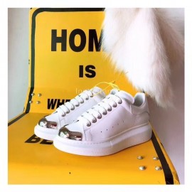 Alexander Mcqueen New Silk Leather Casual Shoes For Men And Women White