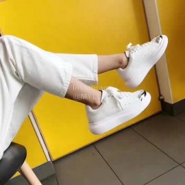 Alexander Mcqueen New Silk Leather Casual Shoes For Men And Women White