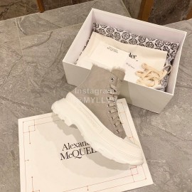 Alexander Mcqueen Autumn Winter New Wool High Top Casual Shoes For Women Gray