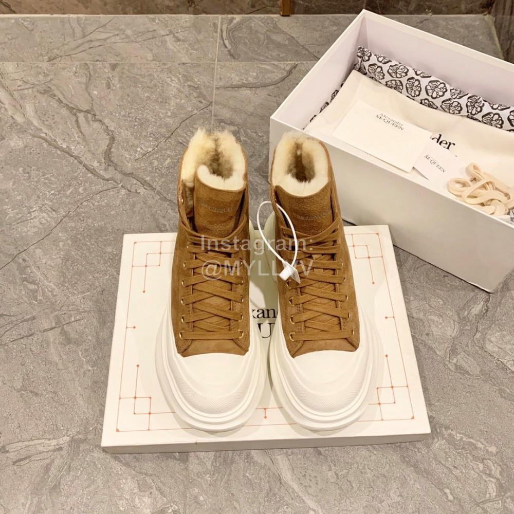 Alexander Mcqueen Autumn Winter New Wool High Top Casual Shoes For Women Brown