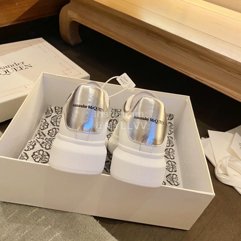 Alexander Mcqueen Fashion Thick Soled Casual Shoes Silver