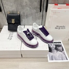 Alexander Mcqueen Fashion Silk Calf Leather Thick Sole Casual Shoes For Men And Women Black