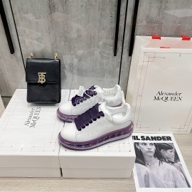 Alexander Mcqueen Fashion Silk Calf Leather Thick Sole Casual Shoes For Men And Women Black