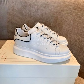 Alexander Mcqueen New Calf Leather Thick Sole Casual Shoes For Women White