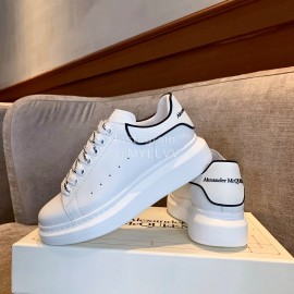 Alexander Mcqueen New Calf Leather Thick Sole Casual Shoes For Women White