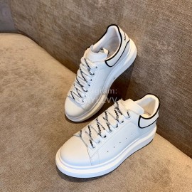 Alexander Mcqueen New Calf Leather Thick Sole Casual Shoes For Women White