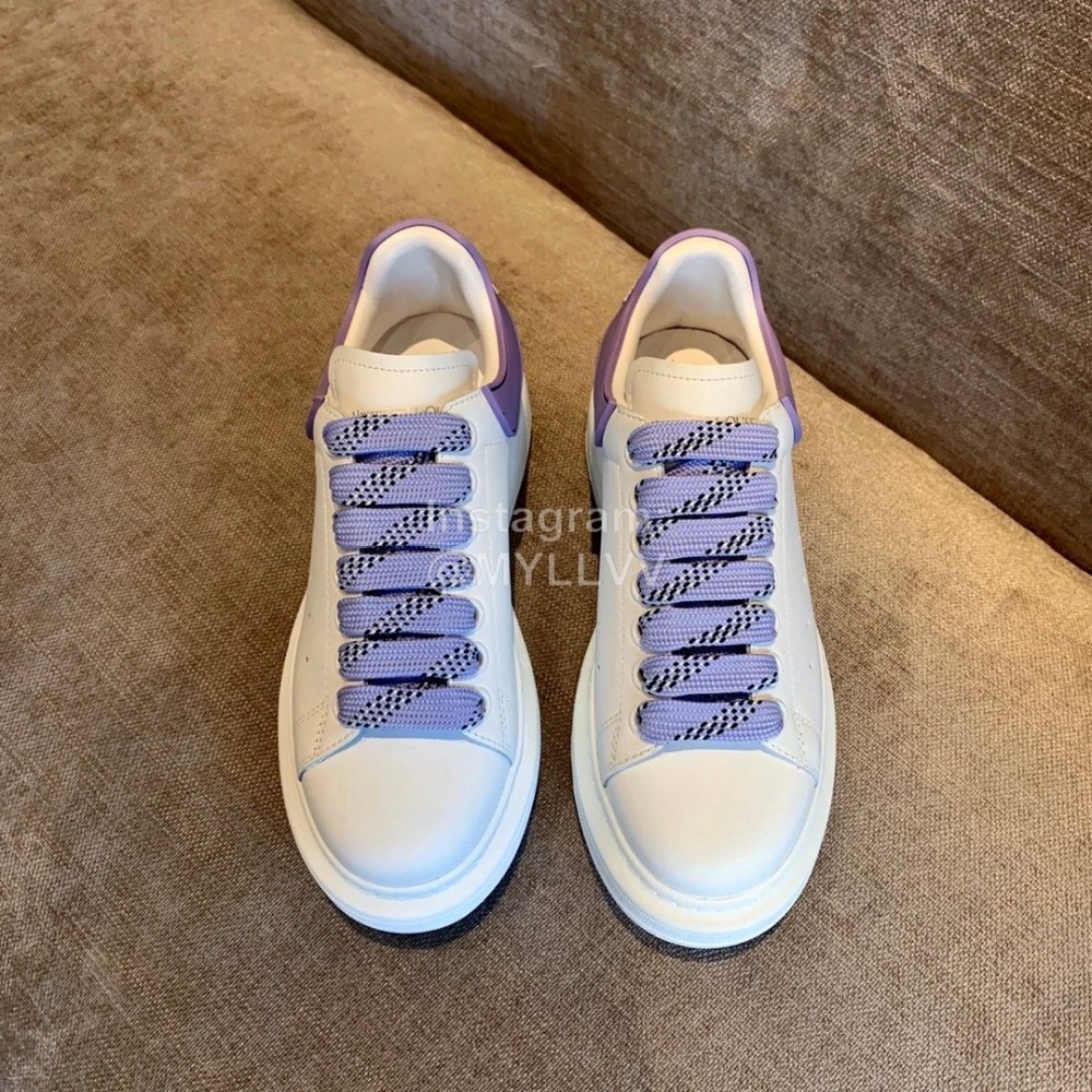 Alexander Mcqueen New Calf Leather Thick Sole Casual Shoes For Women Purple