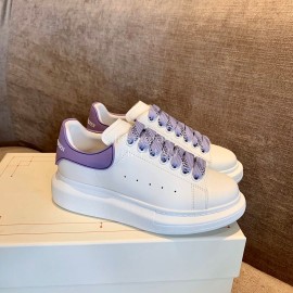 Alexander Mcqueen New Calf Leather Thick Sole Casual Shoes For Women Purple