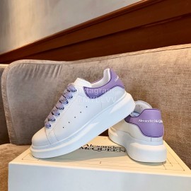 Alexander Mcqueen New Calf Leather Thick Sole Casual Shoes For Women Purple