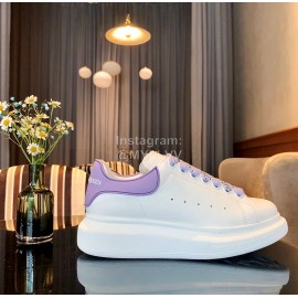 Alexander Mcqueen New Calf Leather Thick Sole Casual Shoes For Women Purple