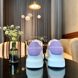 Alexander Mcqueen New Calf Leather Thick Sole Casual Shoes For Women Purple