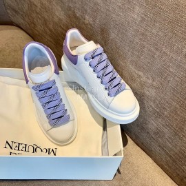 Alexander Mcqueen New Calf Leather Thick Sole Casual Shoes For Women Purple
