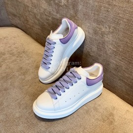 Alexander Mcqueen New Calf Leather Thick Sole Casual Shoes For Women Purple