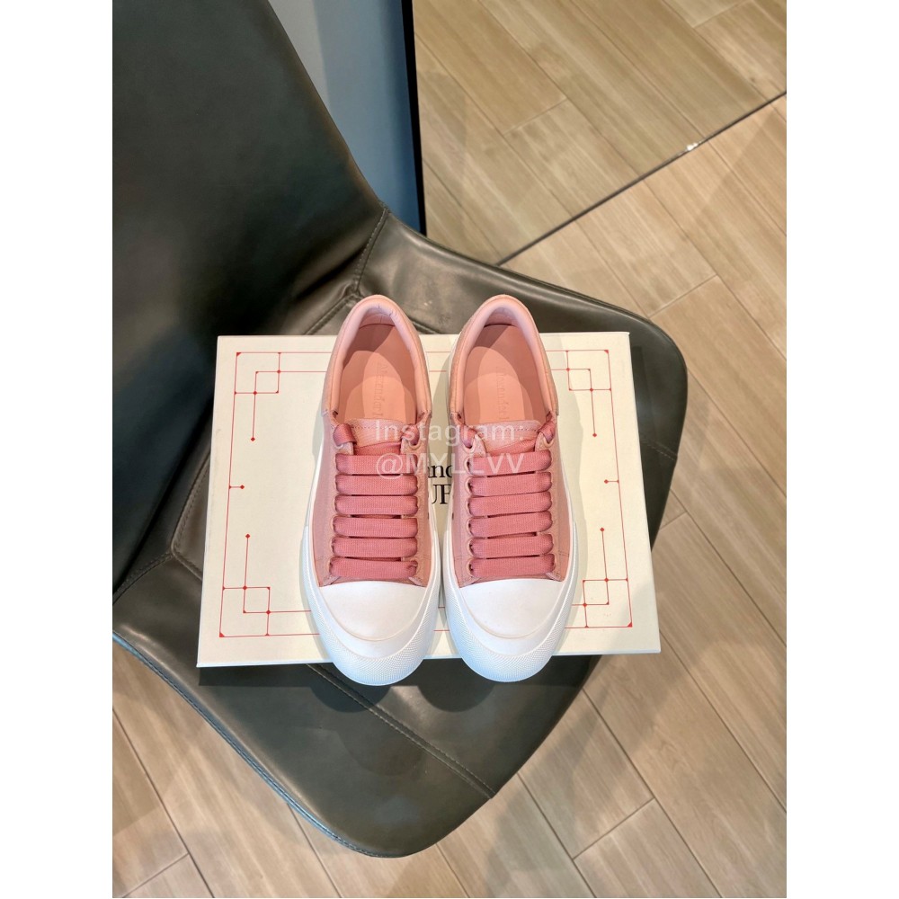Alexander Mcqueen Spring Simple Casual Canvas Shoes For Women Rose Red