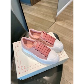 Alexander Mcqueen Spring Simple Casual Canvas Shoes For Women Rose Red