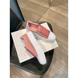 Alexander Mcqueen Spring Simple Casual Canvas Shoes For Women Rose Red