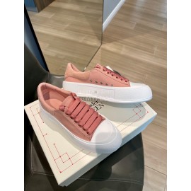 Alexander Mcqueen Spring Simple Casual Canvas Shoes For Women Rose Red