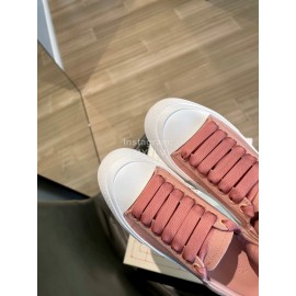 Alexander Mcqueen Spring Simple Casual Canvas Shoes For Women Rose Red