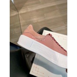 Alexander Mcqueen Spring Simple Casual Canvas Shoes For Women Rose Red
