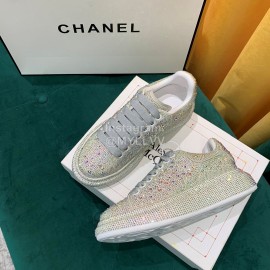 Alexander Mcqueen New Silk Leather Shining Diamond Casual Shoes For Men And Women Gray