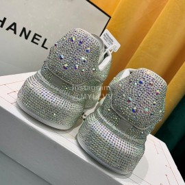 Alexander Mcqueen New Silk Leather Shining Diamond Casual Shoes For Men And Women Gray