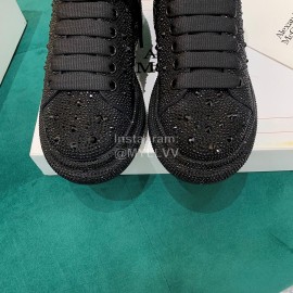 Alexander Mcqueen New Silk Leather Shining Diamond Casual Shoes For Men And Women Black