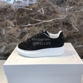 Alexander Mcqueen New Silk Leather Shining Diamond Black Casual Shoes For Men And Women