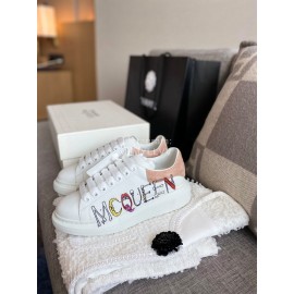 Alexander Mcqueen New Silk Leather Letter Printed Casual Shoes For Men And Women