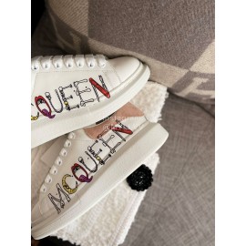 Alexander Mcqueen New Silk Leather Letter Printed Casual Shoes For Men And Women